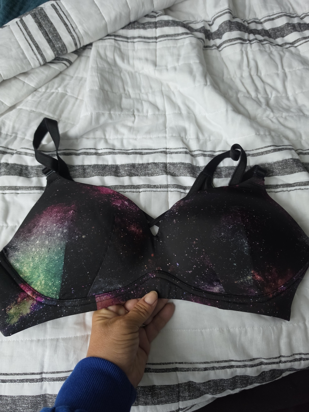 Torrid Galaxy Print Black Woreless Push Up Padded Wireless Bra 40C